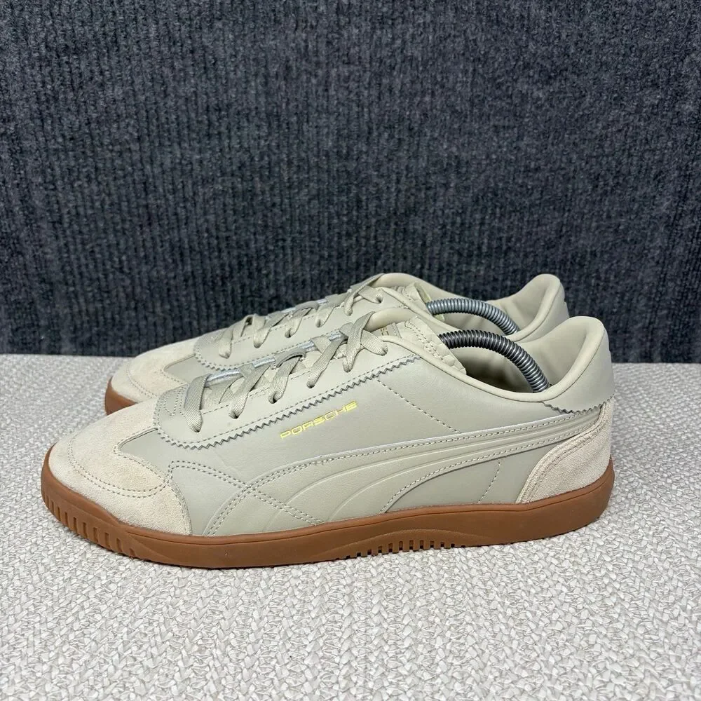 PUMA Porsche Legacy Club 5v5 Lux Desert Dust Cream Leather Shoes Mens 11 US